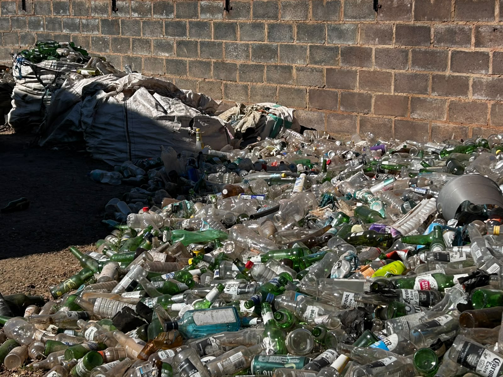 Glass and recyclable materials collected at the Project Regenerate yard